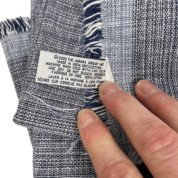 JABARA The Cottages Napkins Woven Cotton Navy Blue and White 14 x 14 Set of 3 - Picture 3 of 6